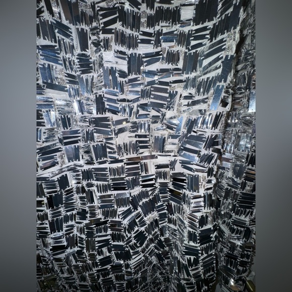 Worn once - ASOS Silver Sequin Long Sleeve Party Disco Dance Dress - Picture 11 of 12